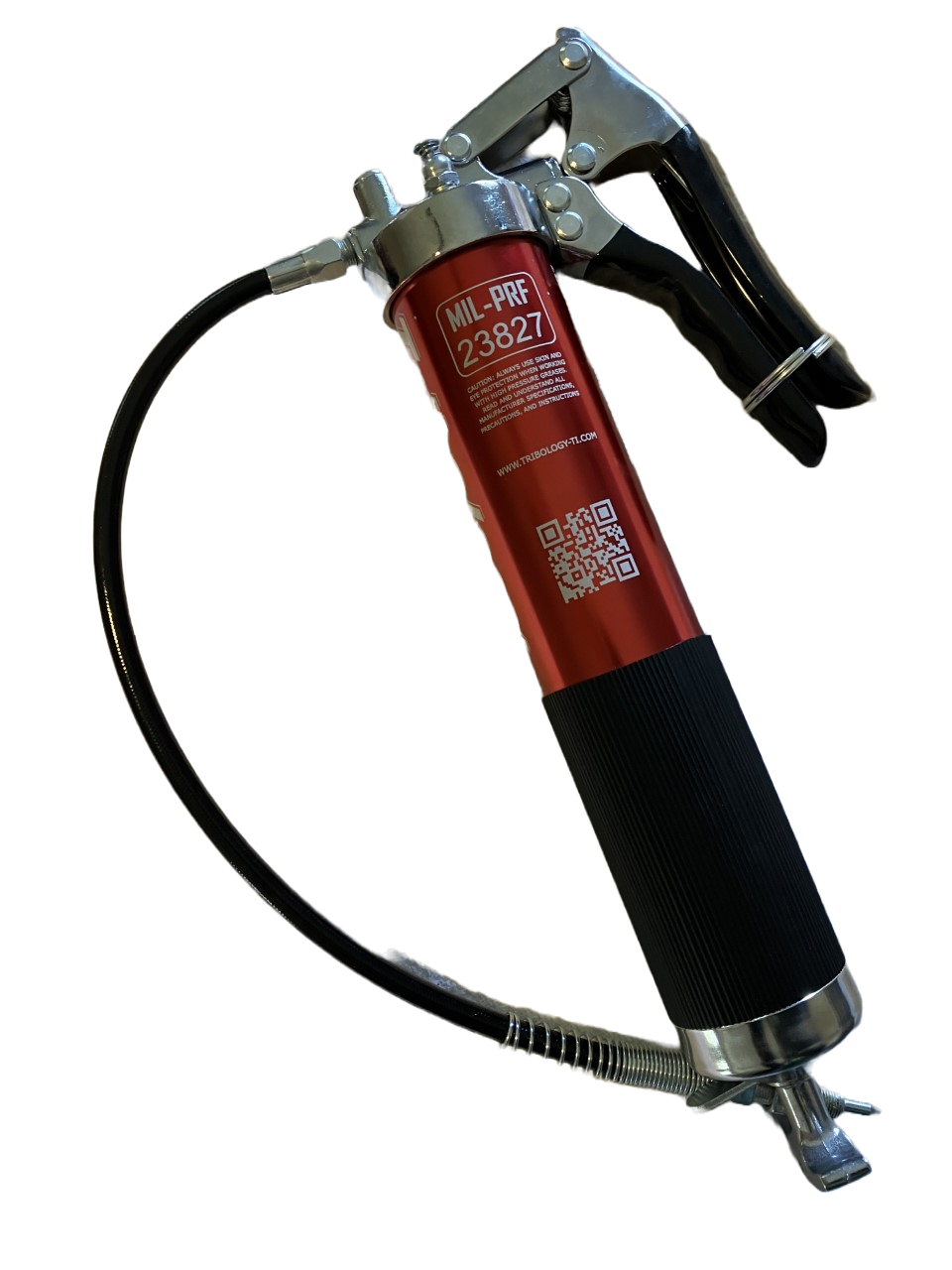 5000 PSI Pistol Grip Anodized Red Grease Gun MIL-SPEC Inscribed.