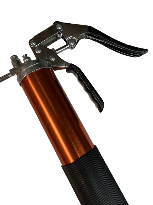 Custom Order: 5000 PSI Pistol Grip Anodized Orange Grease Gun MIL-SPEC Inscribed.